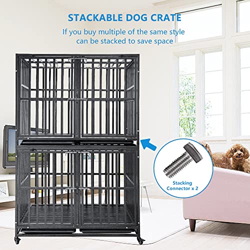 Smonter Stackable Dog Crates With Divider- Heavy Duty Dog Cage And Kennel For 2 Small Or Medium Dogs #TOP2