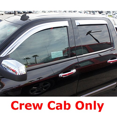 Razer Auto Chrome Window Visor/Wind Deflectors for 2014-2015 Chevy Silverado 1500/2015 Chevy Silverado 2500HD / 3500 HD / 2014-2015 GMC Sierra 1500/2015 GMC Sierra 2500HD / 3500 HD Crew Cab