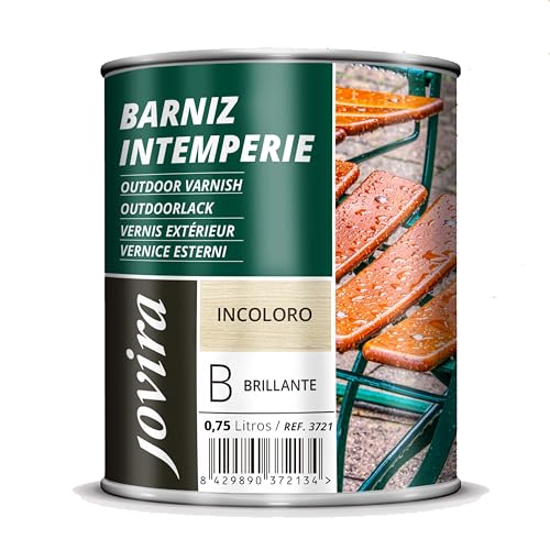 JOVIRA PINTURAS Vernis Extérieur Transparent. Décore et embellit tous les types de bois à l'extérieur, tables, chaises, meubles, bateaux, terrasses (Brillant, 750...