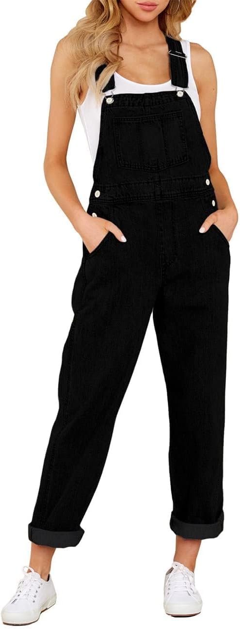 Vetinee Womens Classic Adjustable Straps Pockets Denim Bib Overalls Jeans Pants