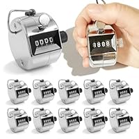 12 Stück Handzähler Zähler, Handzähler Klicker, Metall Zähler, Reihenzähler Stricken, Mechanischer Klickzähler, Manuelle Klicker, 4-Stelliger Mechanischer Für Personenzähler, Golf, Fitness, Sport