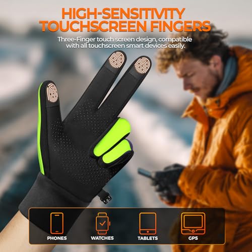 Image of rivmount Winter Gloves Women Men, Cold Weather Touch Screen Liner Glove, Windproof 3-Layers, for Running, Cycling, Biking, Hiking, Driving