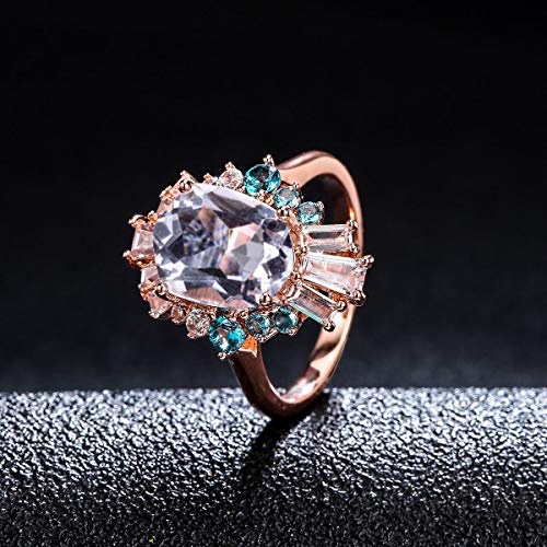 LAZLUVU Women Flower Rings Oval White Opal Cubic Zirconia Band Rose Gold Plated Promise Ring for Women Christmas Jewelry Gift2