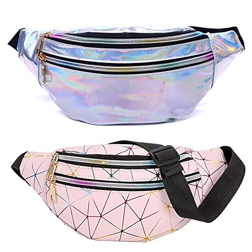 2 Stücke Damenmode Gürteltasche, Sport Bauchtasche, PU Bauchtasche, für Alltag Festival Laufen Reisen Party Wandern Cover