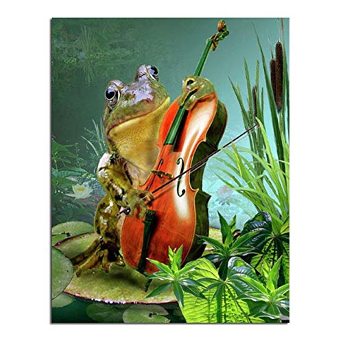YSCOLOR Diamond Painting 5D – Rana Con Violino – Kit Completo 30x40 Cm, Diamanti Rotondi, Tela HD – Fai Da Te Relax