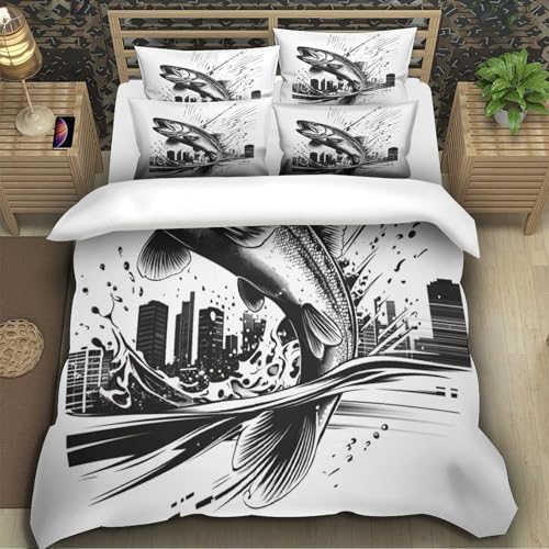 Drap de couette poisson sauteur 3D microfibre de qualité supérieure - 5