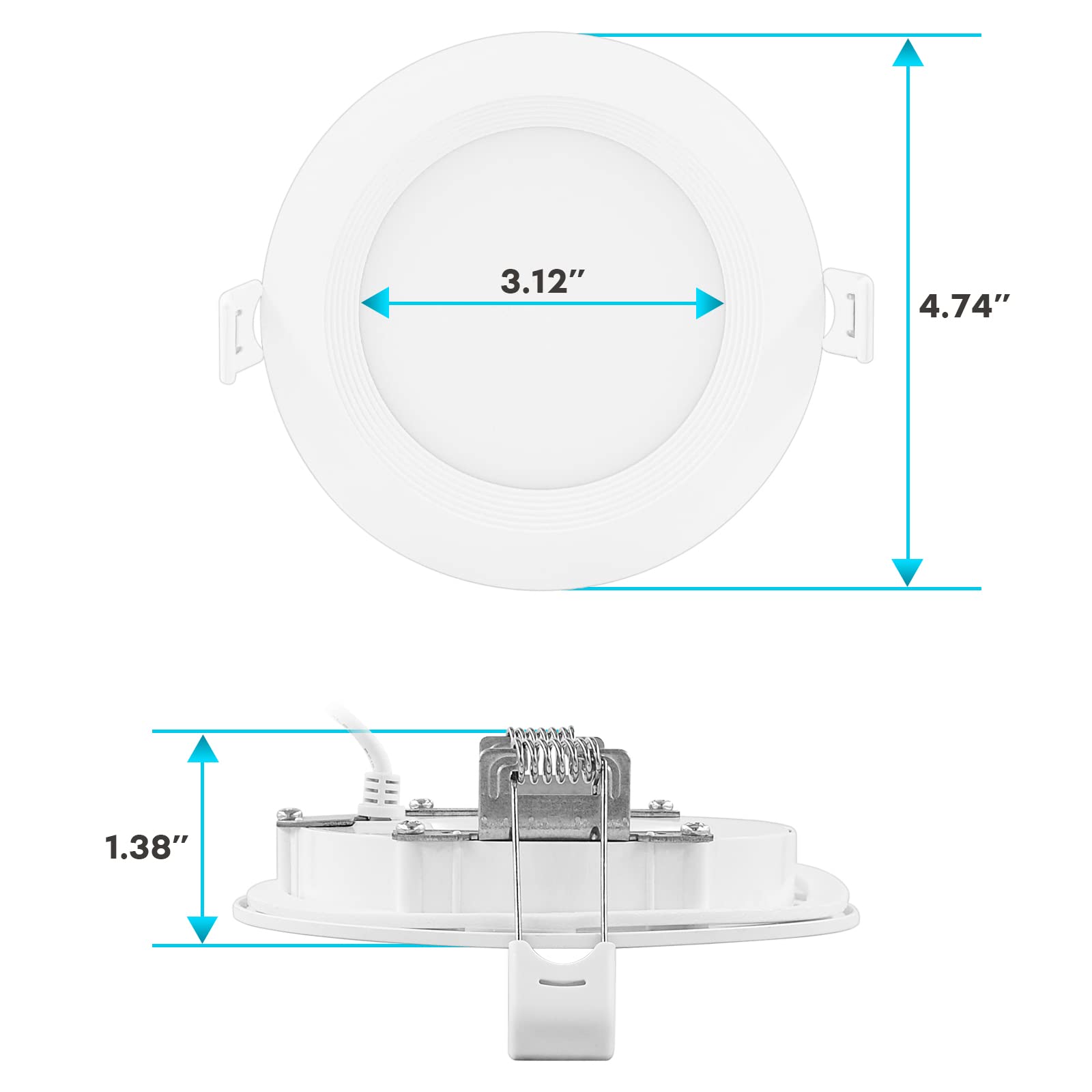 LUXRITE 4 In. Square Integrated LED Recessed Light J-Box 12W 5CCT 840LM Dimmable Canless Downlight Wet Rated IC Rated Black LR23328-1PK - The Home Depot
