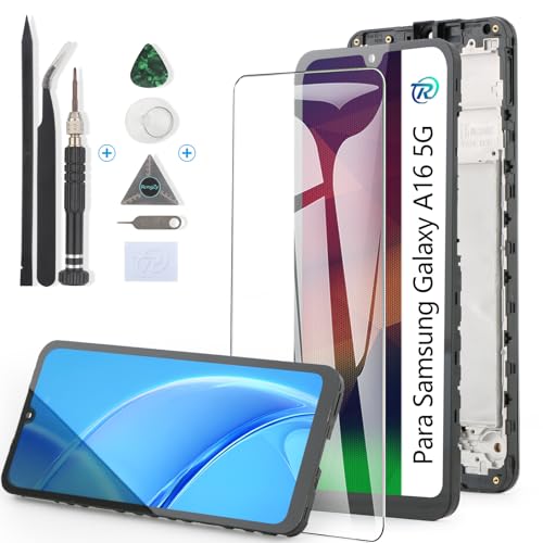 RongZy OLED Pantalla para Samsung Galaxy A16 5G Táctil LCD de Repuesto Ensamblaje Digitalizador Reemplazo para Samsung Galaxy A16 5G SM A166B/A166U/A166M/A166E con Herramientas de Reparación(Negro)