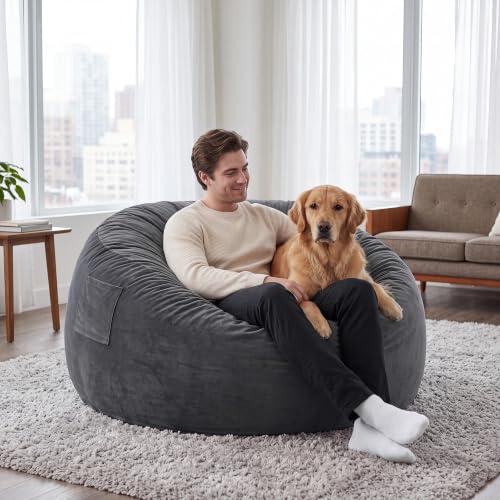 Image of 5 Ft. Bean Bag Chair for Adults, Teens, Kids with Memory Foam Filling