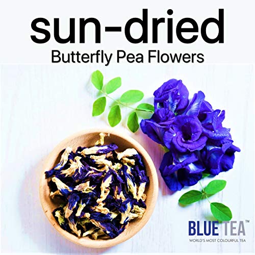 Blue Tea - Butterfly Pea Flower - 30 Pyramid Tea Bags | For Food, Iced Tea, Cooler, Cocktails, Mocktails | Caffeine Free Herbal Tea L Gluten Free, Non-Gmo #TOP3