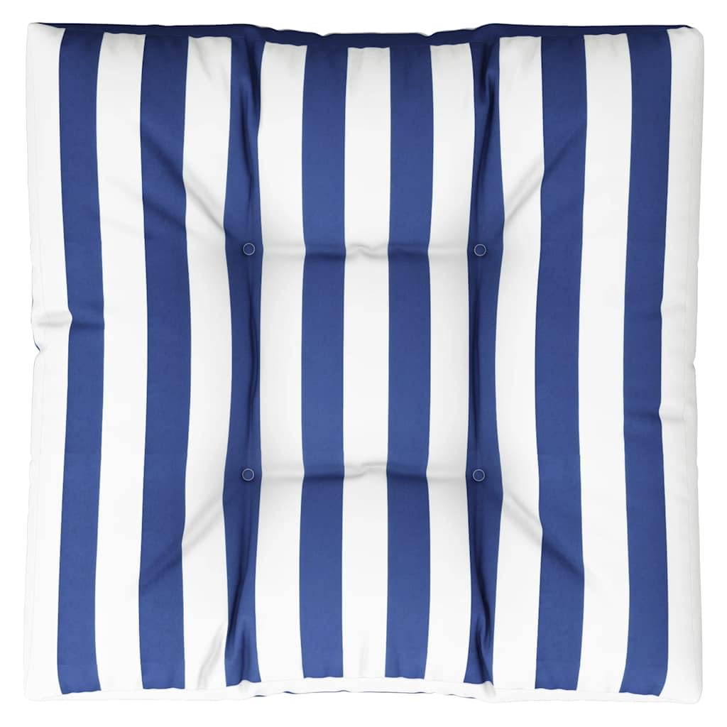 Cuscino per pallet, 80 x 80 x 12 cm, blu e bianco, a righe, per mobili in pallet e divano da giardino, comodo cuscino in tessuto robusto per esterni e interni, grande cuscino da pavimento