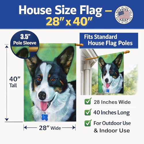 Drapeau Corgi de jardin multicolore pour décorer votre terrasse de maison
