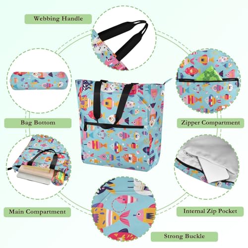 Bolsa de playa infantil y escolar con bonitas asas de peces para jugar y leer 5
