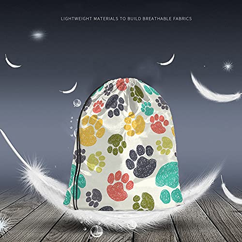 Paw Pattern Drawstring Bags Backpack Bag Cute Colorful Hand Drawn Doodle Prints Pet Puppy Footprint Drawing Sport Gym Sack Drawstring Bag String Bag Yoga Bag for Men Women2
