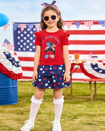 Image of Akyzic Little Girl Skirt Outfit Two Piece Spring Summer Outfit Butterfly Dress Cat Print Skirt Toddler Girl Outfit Set