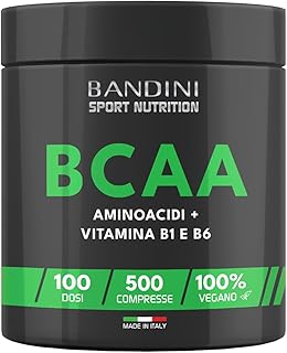 Bandini® BCAA con Vitamina B1 e B6 | AMINOACIDI RAMIFICATI 500 Compresse da 1000mg per il Recupero Muscolare | Amminoacidi Intra Pre Post Workout | Per Palestra, Allenamento 100% Vegan