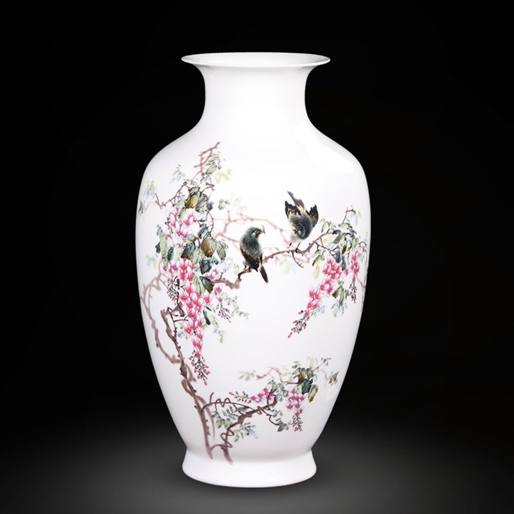 asdchZen Home Vase Jingdezhen Ceramic Vase Ornaments Indoor Flower Vases Lucky Bamboo Large Vase Ornaments Center Decoration Home Decoration Porcelain Decorative Vase,E