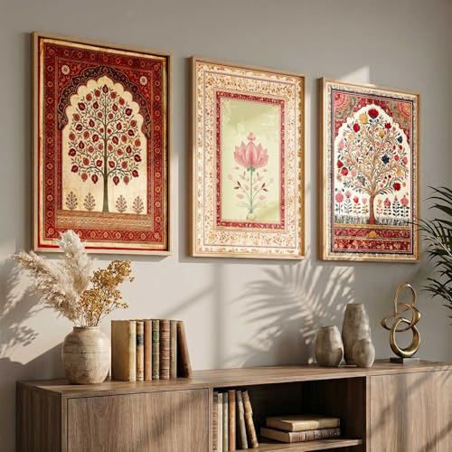 Image of kotart Indian Traditional Art Wall Painting Home Decoration With Frame For Living Room Bed Room Hotel Wall Decor Digital Reprint Engineered Wood Set of 3 (13X17 INCH)