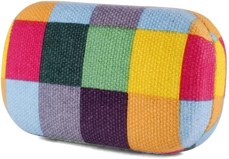 Kikkerland Multi Color Plaid Print Small Travel Portable Compact Organizer Case Container for Earbuds, Jewelry, Loose Change