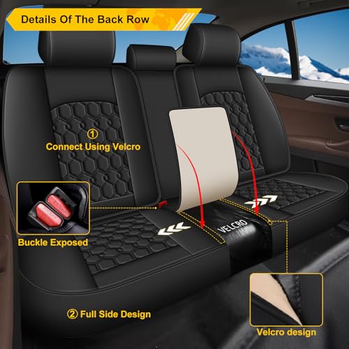 Image of Car Seat Covers for Mazda CX-90 2024-2026 2027 Full Set Faux Leather | Waterproof Breathable Scratch Resistant 360 Wrap Airbag Compatible Easy Clean (5 Seats,Black)