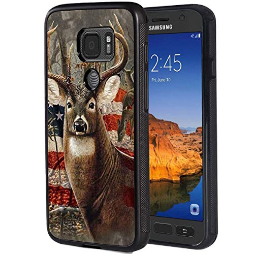 Galaxy S7 Active Case, Slim Anti-Scratch Shockproof Rubber Protective Cover for Samsung Galaxy S7 Active，American Flag and Deer