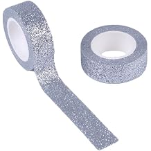 Glitter Washi Tape Decorative Craft Self Adhesive Stick On Sticky Glitter Trim Silver