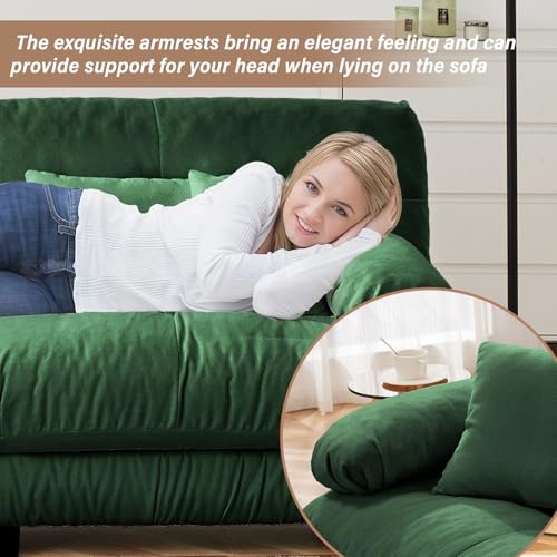Image of SoarFlash 133.8 inch Sectional Sofa 3 Seat Couch, L Shaped Modern Sofa with Solid Wood Legs, Couches Sofas for Living Room Apartment, Comfortable Small Couches for Small Spaces, Green