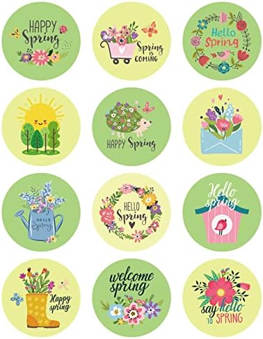 Amazon.com: Lucleag Hello Spring Stickers for Kids, Round Spring ...