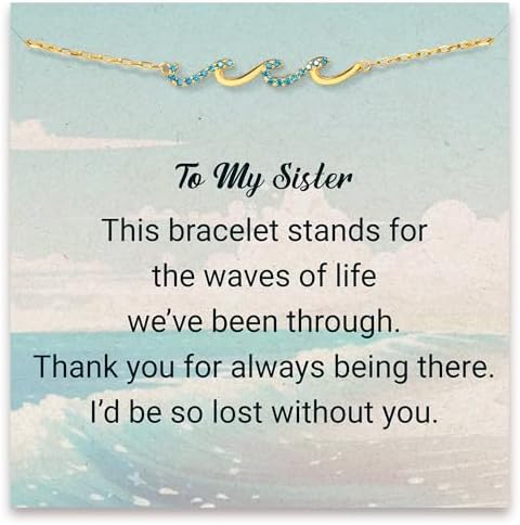 STORYJEWELLERY Wave Bracelet for Women, Gold Plated Enamel Bracelet for Mother Grandmother Granddaughter, Bracelet for Sister, Mothers Day Birthday Jewelry Gifts for Friends Girls Bestie