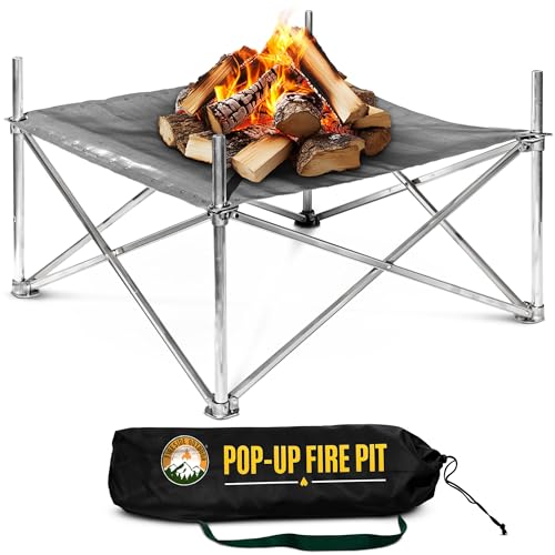 Fireside Outdoor Pop-Up Fire Pit 24' Ultra Lite Weighs 3.2 lbs - Folding FirePits for Outside,...