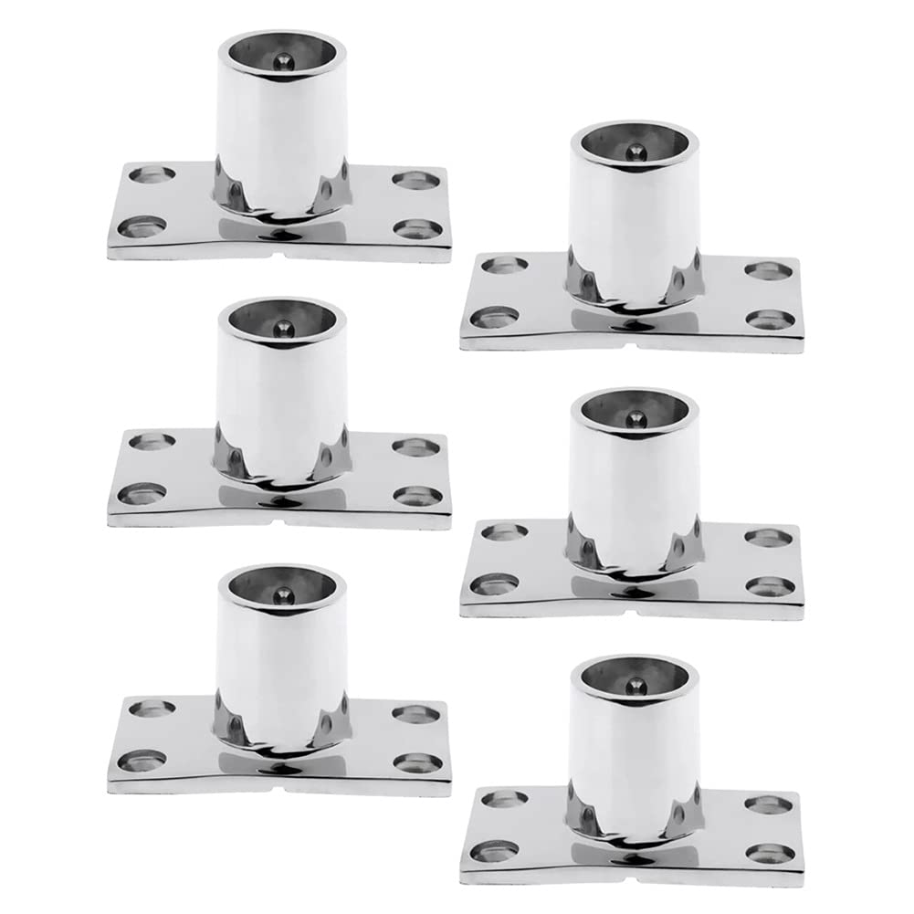 Confezione da 6-316 in acciaio inox 90 gradi ponte barca corrimano raccordo base rettangolare per tubi da 2,5 cm