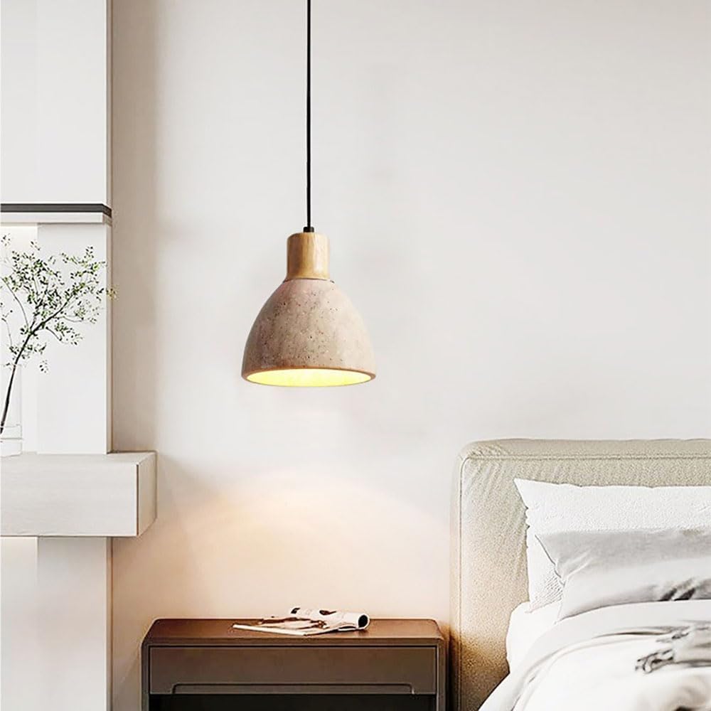 Lustre plafonnier bois suspension conique 5.7 pouces luminaire de plafond réglable chambre