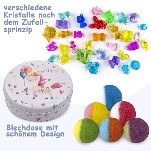 Badebomben für Kinder, 12pcs Badebomben mit Überraschungskristallspielzeug im Inneren, handgefertigte natürliche und organische Schaumbadebomben, Geburtstagsgeschenk für Mädchen und Jungen