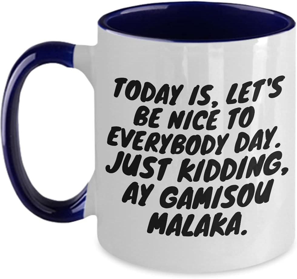 Greek Malaka Mug, Gifts For Him Men Humorous Phrase Ay Gamisou, Home Office Desk Coworker, Funny Two Tone Ceramic 11oz Coffee Or Tea Cup