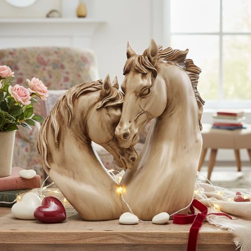Newinhome Heart-Shaped Horse Sculpture Resin Decor