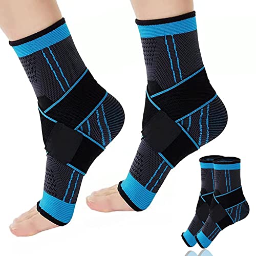 MILAIUN 2 x Soporte de Tobillo, Tobillera Elástica, Ajustable Protección de Tobillos, Soporte de Tendón de Aquiles para Correr, Fitness, Hombre y Mujer (S)