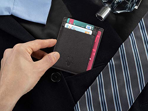 Image of WildHorn Leather Card Holder for Men & Women (Black Safiano)