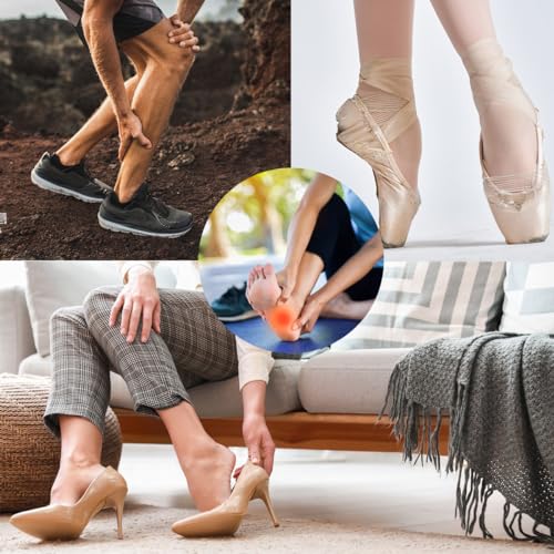 Image of 20 Pieces Wool Felt Foot Pads, Ball of Foot Cushion Shoe Insoles, Dancer Sesamoiditis Pads, Pain Felt Forefoot Cushion Pads, Self-Adhesive Gel Metatarsal Pads Insert (Beige, White)