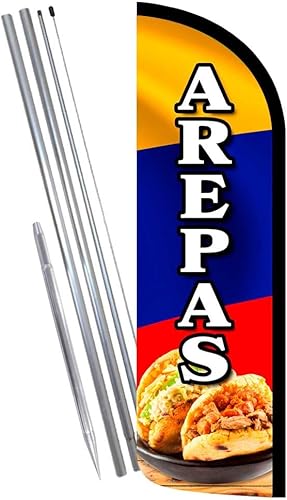 Miniatura 3 de Arepas Premium Windless Polyknit Feather Flag (11.5 x 3 feet) Feather Flag, FLAG ONLY No Hardware Printed in the USA