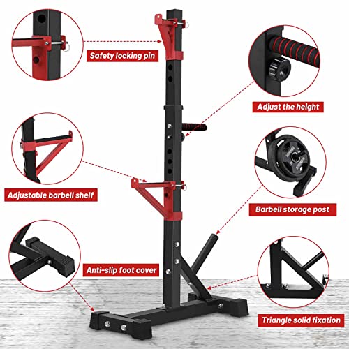 CANPA Squat Rack, Adjustable Barbell Rack Strength Training Barbell Stand with Dip Station Multi-Function Squat Stand Equipment for Home Gym Fitness 600Lbs（red） by CANPA - Image 5
