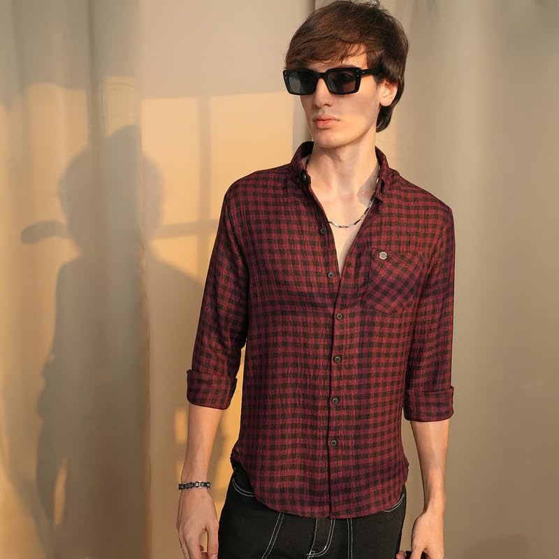 Image of CAHOOT Men's Solid Utility Shirt | Casual Wear | Spread Collar | Long Sleeve | Button Closure | Shirt Crafted with Comfort Fit for Everyday Wear