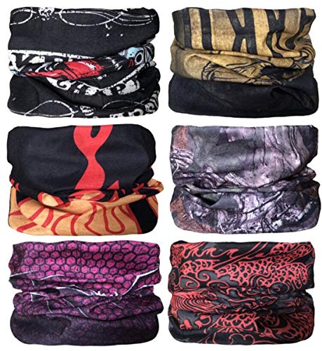 Kingree 6PCS Outdoor Magic Scarf, Elastic Headbands, Headscarves, Headwear, Mask (Purple Series)