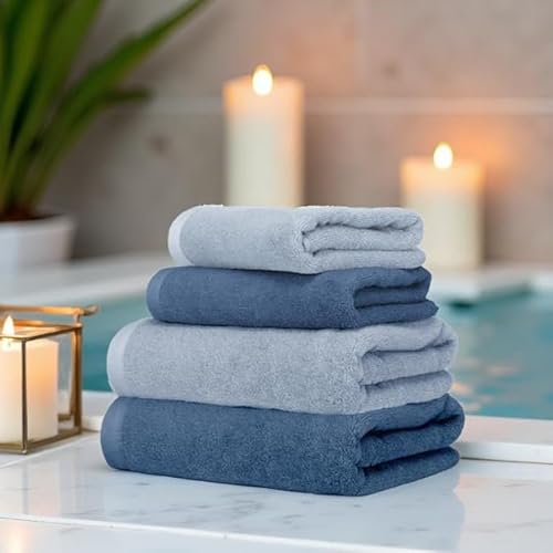 Ruggeri - Set Asciugamani 2 + 2 | Viso + Ospite | 100% Cotone Extra Morbido 500 Gr - Let's Color! (Azzurro E Blu) - 6