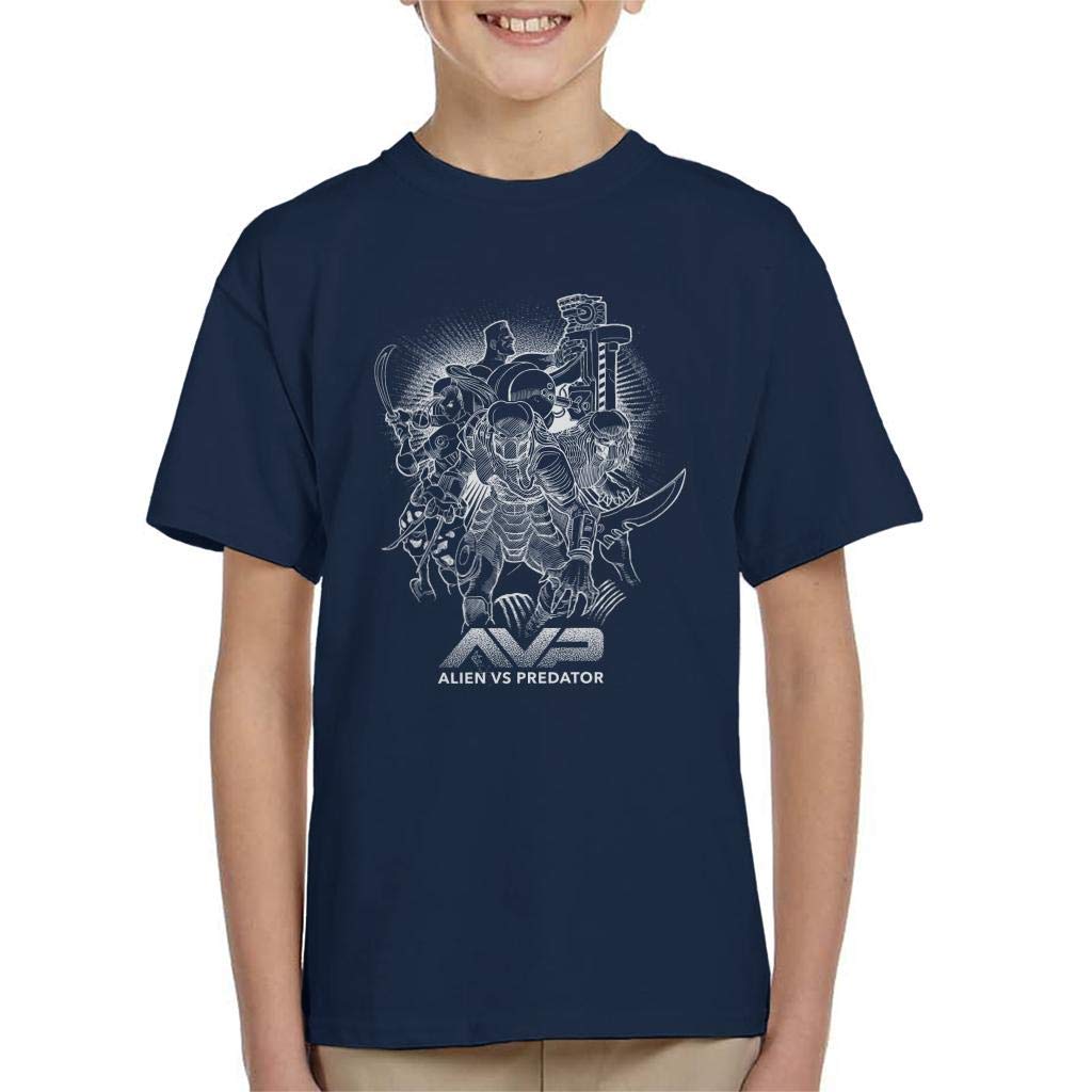 Alien vs Predator AVP Logo Kid's T-Shirt Navy Blue
