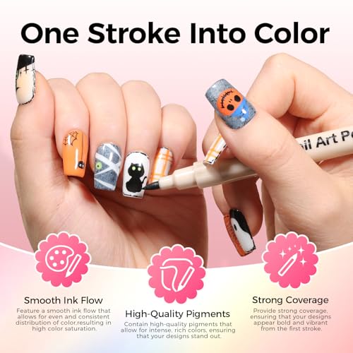Image of 12 Colors Metallic Nail Art Pens, 0.7mm Nail MarkerPens for Women