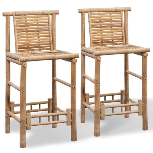 vidaXL 2X Bar Stool Bamboo Tropical Rustic Chair Kitchen Counter Dining Seat