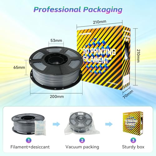 Image of FLASHFORGE Silk+ PLA Filament 1.75mm Silver, Silky Texture 3D Printing Filament, Enhanced Layer Adhesion with Stunning Surface Finish; Chrome-Like Brilliance and Silk-Smooth Perfection