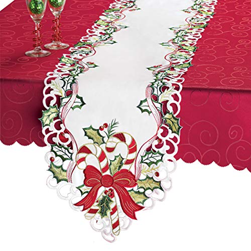 Collections Etc Candy Cane Christmas Table Linens