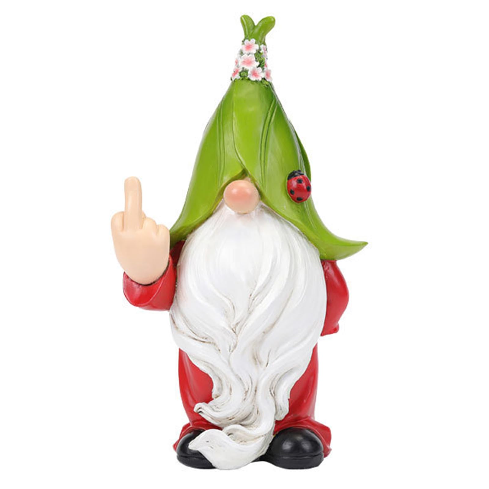 Resin Gnome Garden Ornament with Solar Light for Patio Balcony Yard (Ladybug)