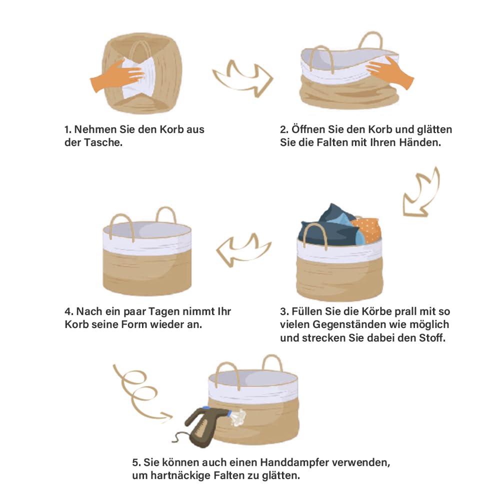 TeoKJ Juego de 3 contenedores de almacenamiento tejidos, cesta de cuerda de algodón para almacenamiento, cesta de almacenamiento de ropa para organizar y almacenar, White&Jute